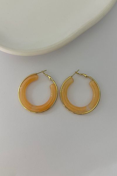 DELEIZA ACCESSORY Ambervolt Orange Steel Hoop Earrings