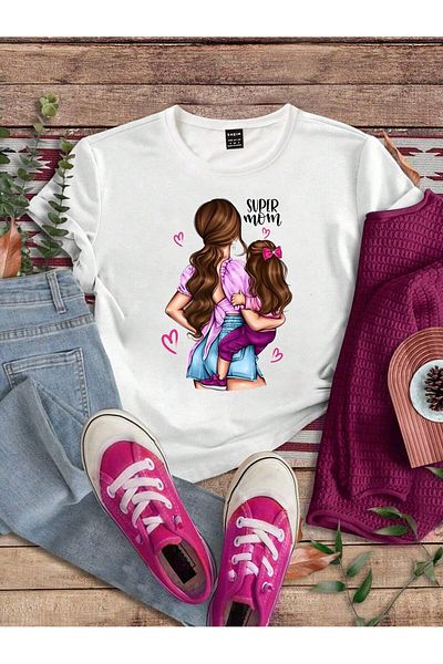 macklin Super Mom Printed Mother Daughter T-Shirt (Single Product)