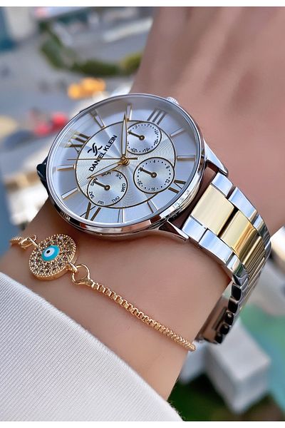 Daniel Klein Brand Rose Silver Color Small Case Women's Wristwatch - Bracelet