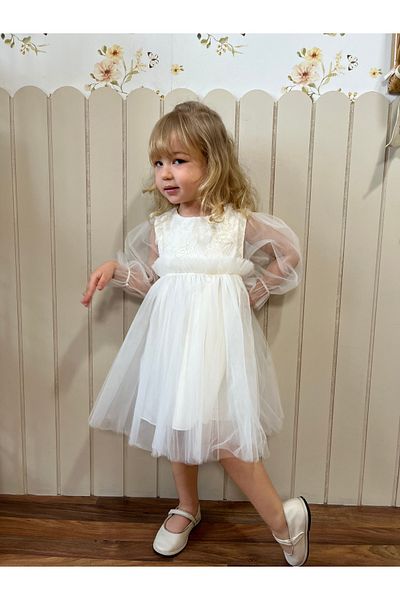 ministok White Flower Girl Dress