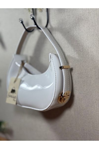 SİNİSA BAG Women's Shiny Patent Leather Mini Adjustable Handle Evening Dress Bag (Mini Size Available)