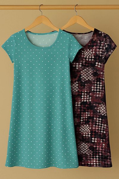 COTENCONCEPT 2 Pieces Draped Comfortable Fit Daily Combed Cotton Fabric Dress