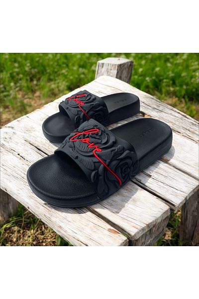 GEZER Rose Embossed Non-Slip Sole Slippers. Pool Sea Bathroom Balcony Terrace Home and Street Slippers