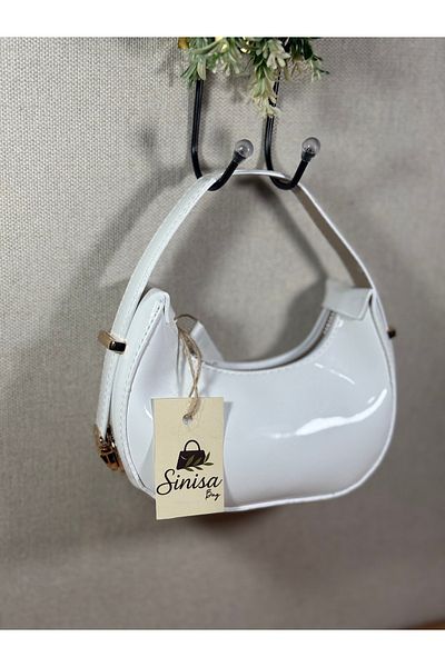 SİNİSA BAG Women's Shiny Patent Leather Mini Adjustable Handle Evening Dress Bag (Mini Size Available)