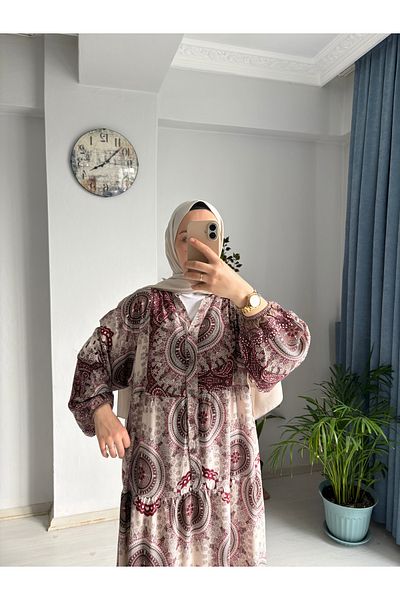 MODA EGE Patterned Viscose Fabric Dress