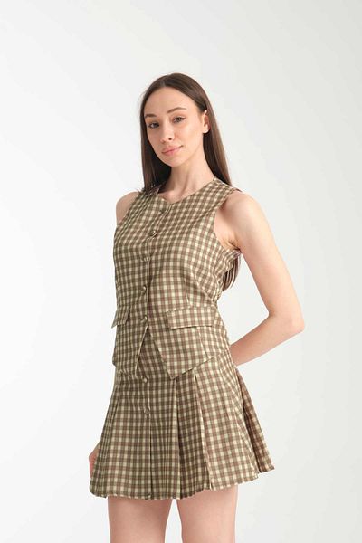 İLKCET MODA Plaid Shorts - Skirt Vest Women's Set