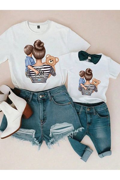 macklin Best Mom Yes Printed Mother Son T-Shirt (Single Product, Combinable Prices Are Separate)