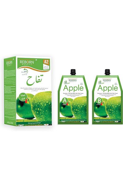 REBORN Ribon Apple Hair Dye 100% Coverage for Dark Black Hair, Dark Black 500+ 500ml