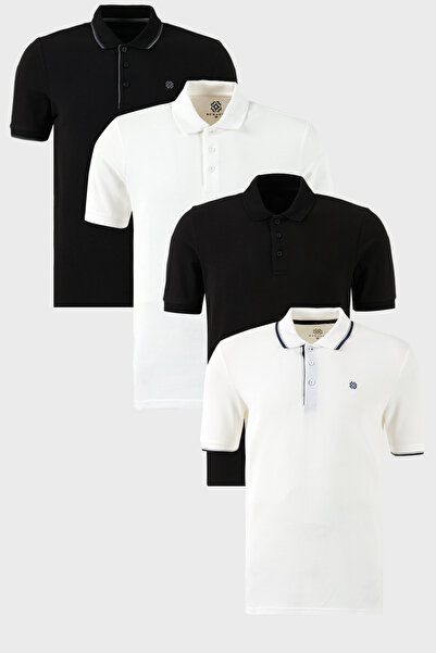 Buratti Βαμβακερό κανονικό γιακά πόλο με κουμπιά 4 τμχ Μπλουζάκια Ανδρικά T SHIRT 590211827S4