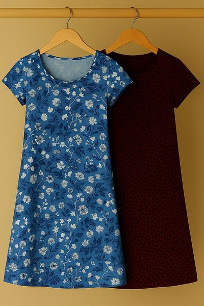 COTENCONCEPT 2 Pieces Draped Comfortable Fit Daily Combed Cotton Fabric Dress