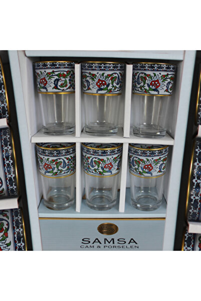SAMSA Çini Desen Model Kahve Yanı Su Bardağı Seti 6 Adet