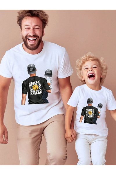 macklin Super Dad & Baby Printed Father Child Tshirt (Single Product, Can Be Combined, Prices Are Separate)
