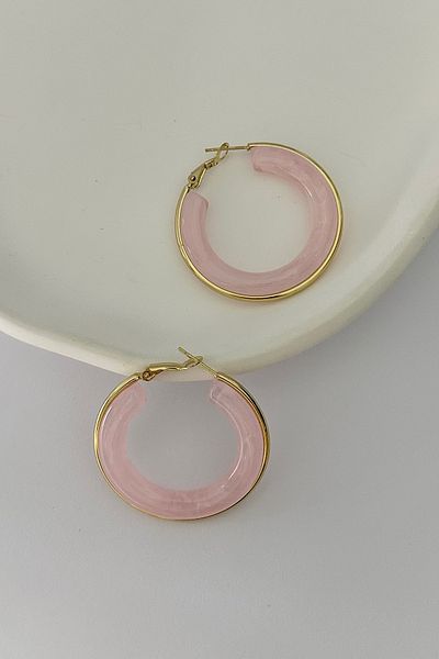 DELEIZA ACCESSORY Blushforge Pink Steel Hoop Earrings