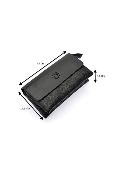 Westpolo Unisex Vegan Deri Mıknatıslı El Portföyü - Siyah