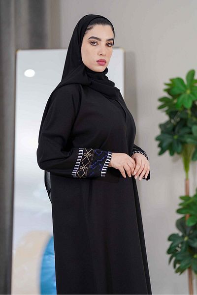 abayahasnaa Abaya with hand embroidery inserts
