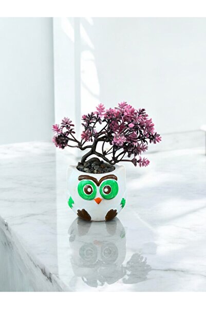 FK DESİGN Dekoratif Baykuş Beton Saksı – Doğal ve Şık Tasarım