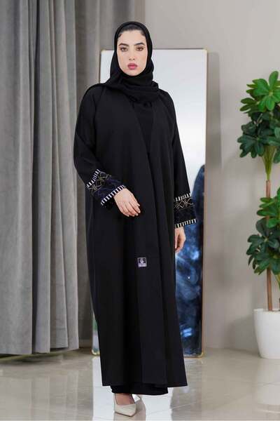abayahasnaa Abaya with hand embroidery inserts
