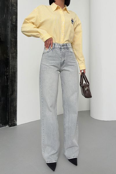 XRAY JEANS Women's Ripped Wide Leg Gray Palazzo Jeans