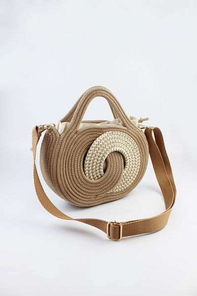 İLKYAZ Beige Mini Size Adjustable Strap Pouch Infinity Model Straw Women's Hand and Shoulder Bag