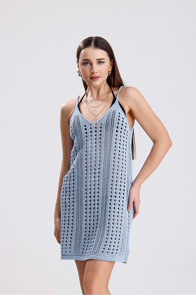 MODA MHE Slipping Strick Slipping Slipping Hole Patterned Summer Dress