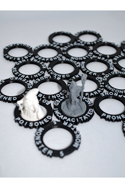 DiceLand D&D 5e Uyumlu Mini Figür Durum ve İnisiyatif Belirteç Seti | RPG Mas...