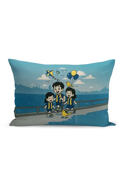 Bertille Home Copil Bebeluș Galben Bleumarin Fan Fotbal Seria Husă de pernă (Husă de pernă)