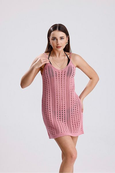 MODA MHE Slipping Strick Slipping Slipping Hole Patterned Summer Dress