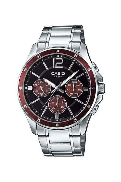 Casio Chronograph Water-Resistant Watch MTP-1374D-5AVDF - 47mm - Silver for Men