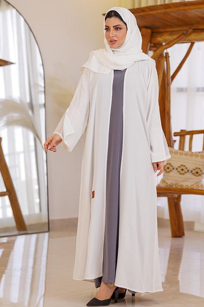 abayahasnaa Cloche abaya with lace inserts on the sleeves