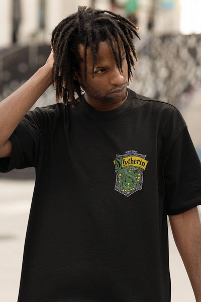 Fuddy Moda Μπλουζάκι με στάμπα Hogwarts Slytherin Back, Ανδρικό-Γυναικείο μπλουζάκι με στάμπα Χάρι Πότερ