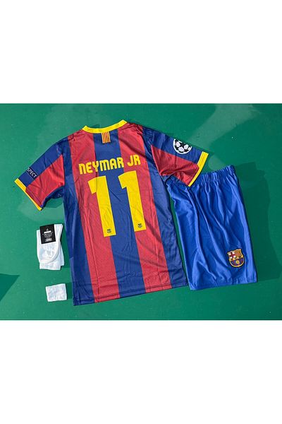 FAMİLYSTAN Ρετρό Σετ Παιδική Τζέρσεϊ Ποδοσφαίρου Barcelona neymar 4 τεμ