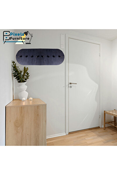 PixelsFurniture Pixel Furniture 80*28cm Wall Mounted Wooden Clothes Rack with 8 Hooks