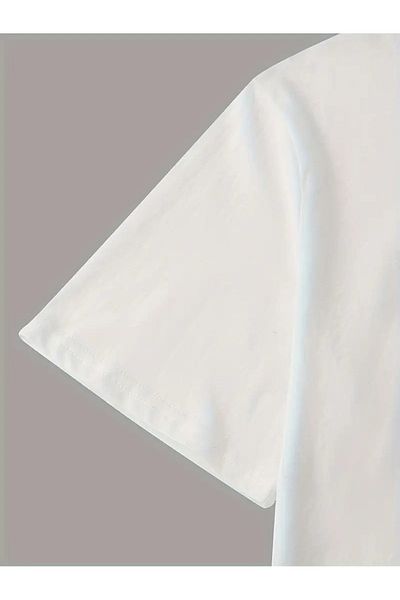 mooodcase Unisex Oversize White T-Shirt Crew Neck Short Sleeve Cotton Country Rough Pattern