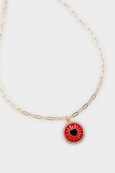 DeFacto Women's Red Stone Gold Necklace F0808Axns
