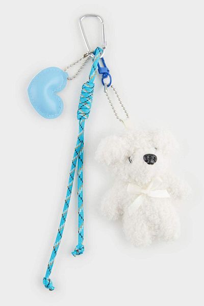 DeFacto Women's Blue Heart Charm Keychain with Teddy Bear F1033Axns