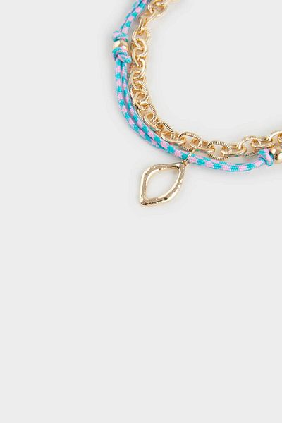DeFacto Women's 2-Piece Blue Gold Necklace F1113Axns