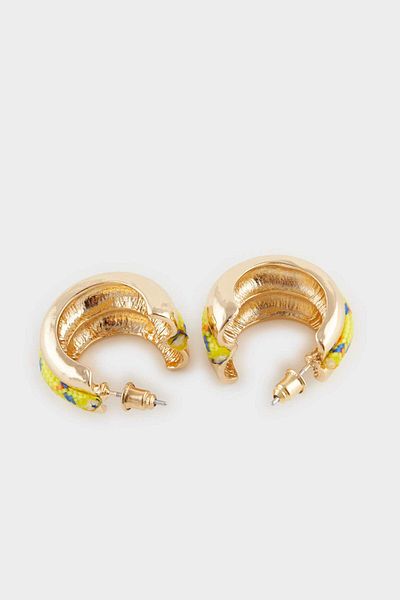 DeFacto Women's Yellow Rope Detailed Gold Earrings F1116Axns