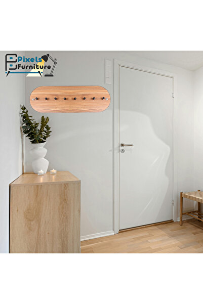 PixelsFurniture Pixel Furniture 80*28cm Wall Mounted Wooden Clothes Rack with 8 Hooks