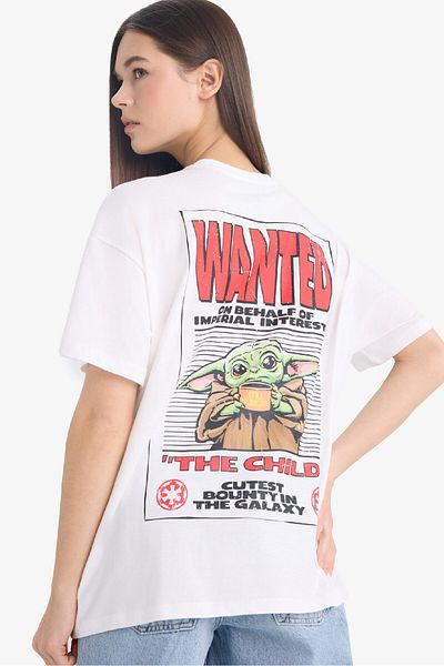 DeFacto Cool Star Wars-Mandalorian Tricou cu mânecă scurtă, cu mânecă scurtă, cu decolteu lat, cu imprimeu la spate, E6152A