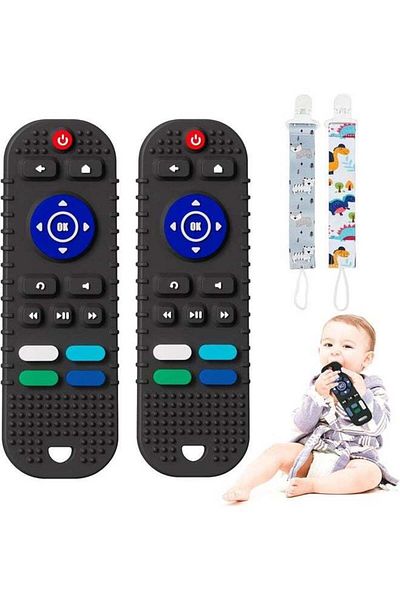Yelajoy Baby Teether Toys, 2-Pack, Cute Shape, Suitable for Relieving Baby Teething Pain and Playing, Black