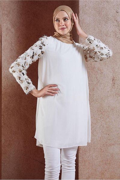 Alvina Chiffon Tunic with Pul Painted Sleeves 4890