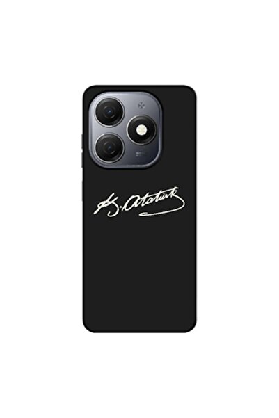 Zebana Tecno Spark 20C Compatible Case Ataturk Signature Silicone Case (Printed)