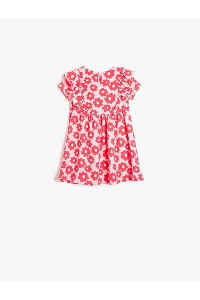 Koton Frilly Short Sleeve Crew Neck Pink Girl's Dress 5Smg80002Ak