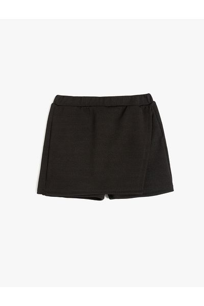 Koton Basic Mini Shorts with Elastic Waist Black Girl's Skirt 5Skg40015Ak