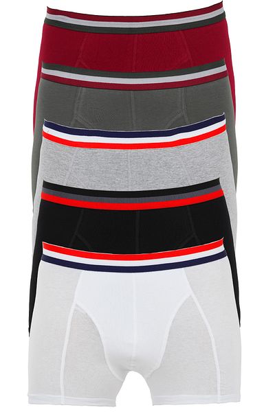 Tom John Men's Boxers - Pack of 5 Cotton and Lycra, Assorted Colors Bordo