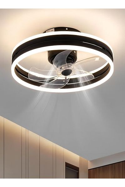 FlashHawk Ceiling Fan with Light, Oscillating Fan, 6 Speeds Adjustable, Flush Mount Ceiling Fan 50 * 22CM