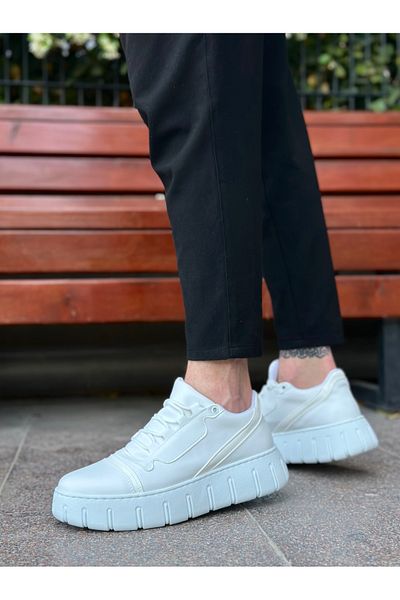 BOA BA0666 BOA Pantofi casual pentru bărbați cu talpă înaltă albă