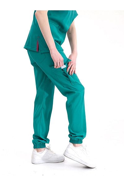 ÇİZGİ MEDİKAL Green Jogger Leg Luxury Uniform - High Quality Lycra Suit