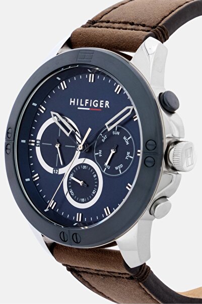 Tommy Hilfiger Men 1791895 Leather Watch 46 Mm, Brown