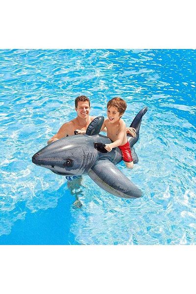 fulina Shark Inflatable Float, Simulated Shark, Suitable for Children to Play in the Swimming Pool, Gray